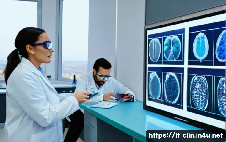 임상병리사 진급 및 승진 사례 - A modern clinical laboratory setting in Italy, showing a diverse team of professionals wearing lab c...