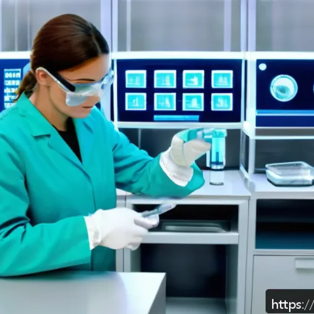 임상병리사 해외 취업 가능성 - A modern clinical laboratory scene in a European hospital, featuring a professional laboratory techn...