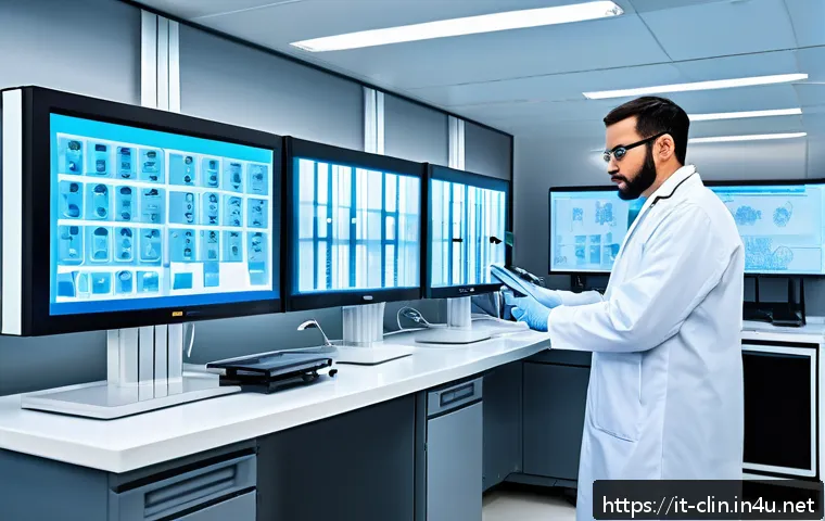 임상병리사 관련 논문 요약 - A modern clinical laboratory setting showcasing advanced automation and artificial intelligence inte...