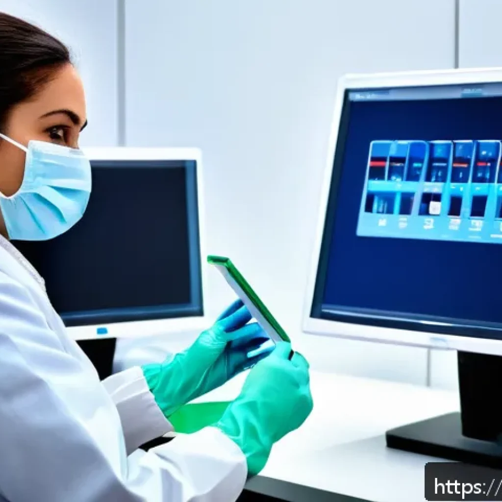 임상병리사 자격증 유지 조건 - A modern clinical laboratory technician wearing professional attire and protective gloves, carefully...