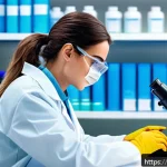 Home 22 임상병리사 자격증 합격률 분석 - A modern clinical laboratory scene in Italy, showing a young professional technician in appropriate ...