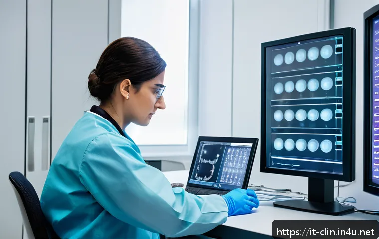 임상병리사 채용 공고 분석 - A modern clinical laboratory setting in Italy, featuring a skilled laboratory technician wearing pro...