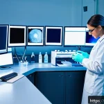 Home 18 임상병리사 자격증과 타 자격증 비교 - A detailed scene inside a modern clinical laboratory in Italy, showing a Clinical Laboratory Technic...