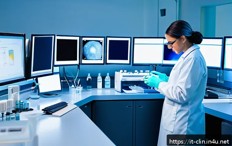 임상병리사 자격증과 타 자격증 비교 - A detailed scene inside a modern clinical laboratory in Italy, showing a Clinical Laboratory Technic...